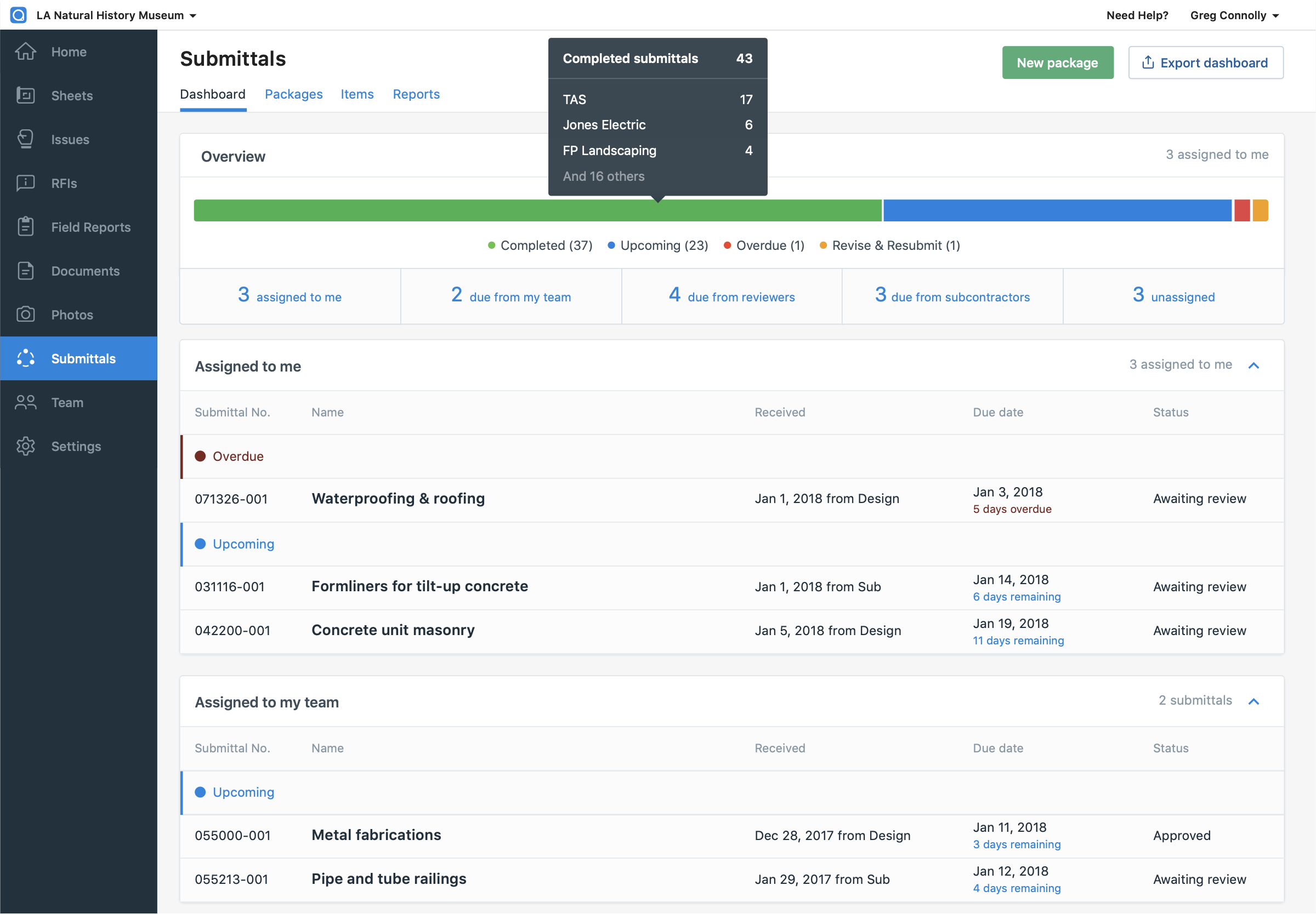 Submittals Dashboard MVP