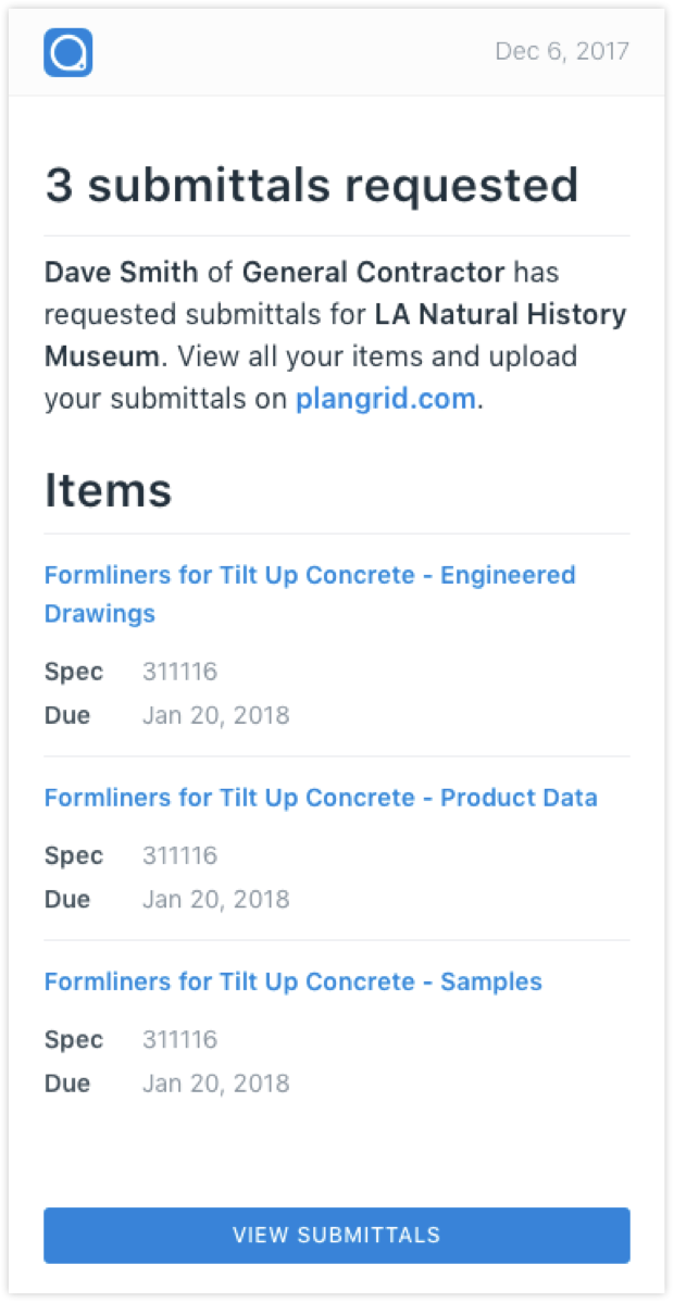 Subcontractor request email