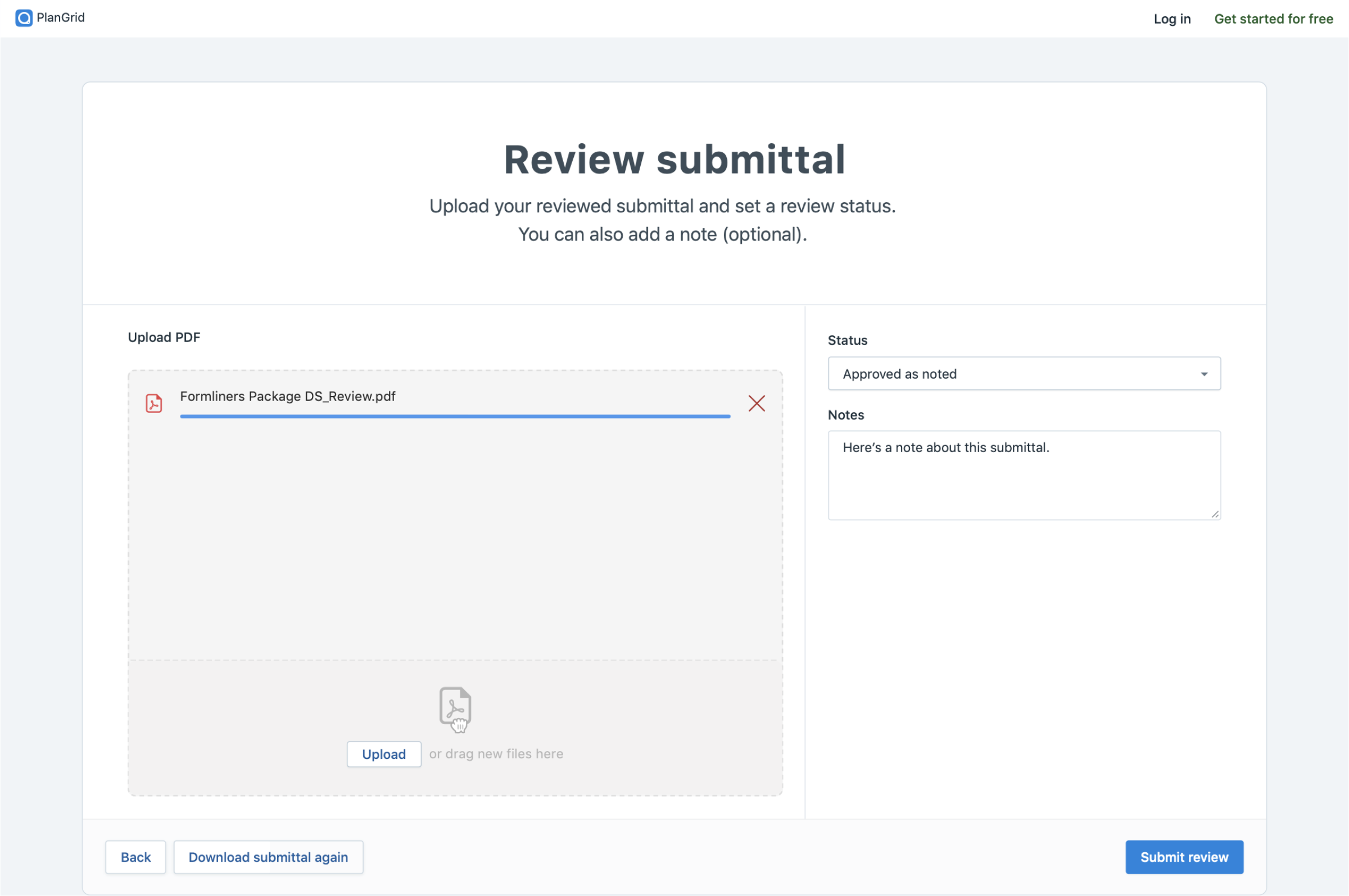 Architect review submittal