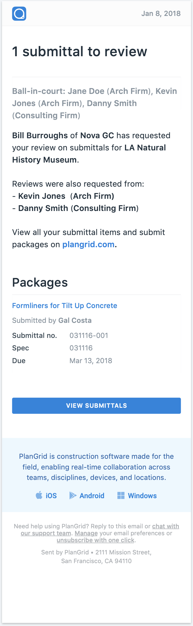 Architect review request email